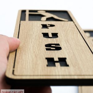 Bảng pull push chữ nhật đứng dán cửa cắt laser nội dung 3D có sẵn keo - 5